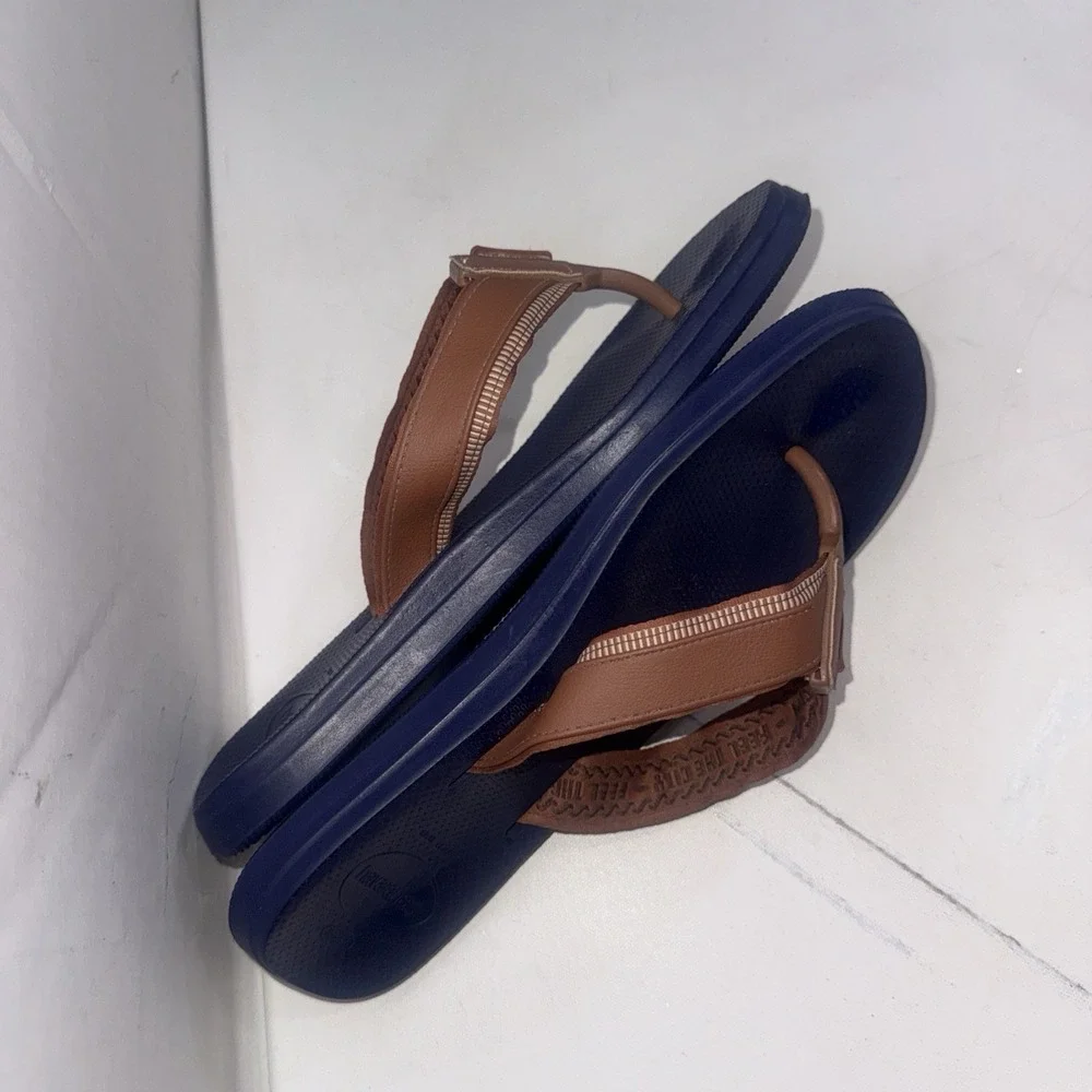 Havainas Blue Brown Water Resistant Urban Blend Flip Flops Men's Size 13